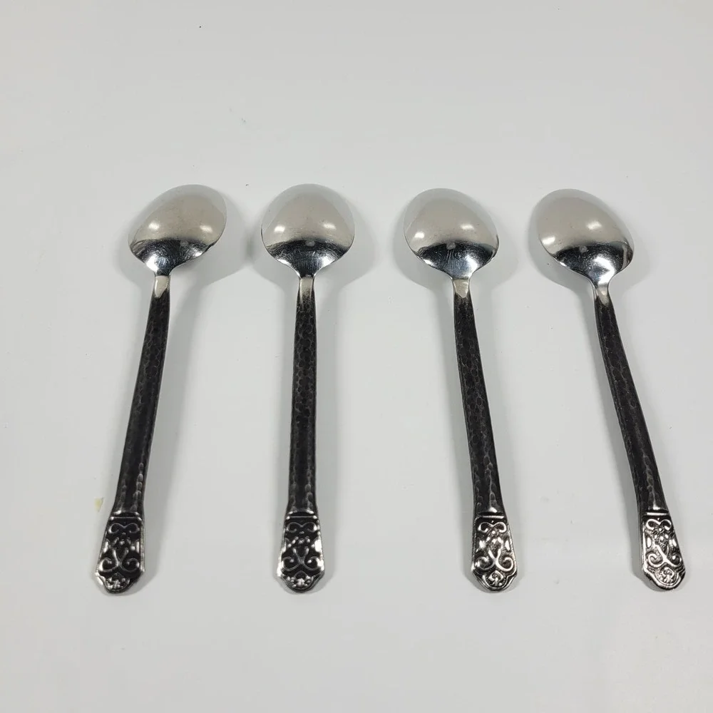 Gourmet‎ Settings AVALON Barcelona Hammered Oval Soup Spoons 8